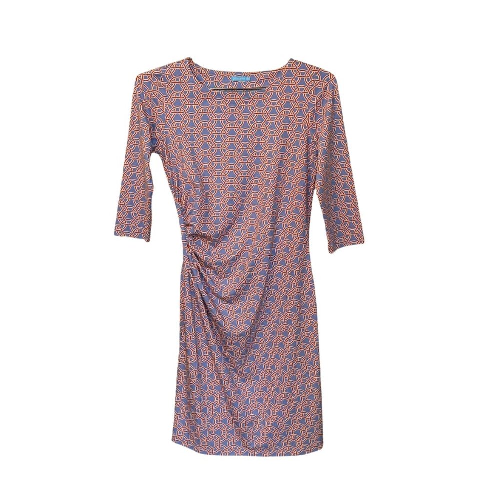 J. McLaughlin Catalina Cloth Sage Rouched 3/4‎ Sleeve Sheath Dress XS Preppy
